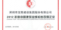 寶鷹集團(tuán)連續(xù)三年榮獲中國建筑業(yè)成長性百強(qiáng)企業(yè)稱號(hào)