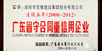 集團(tuán)公司連續(xù)五年榮獲“廣東省守合同重信用企業(yè)”榮譽(yù)稱號(hào)